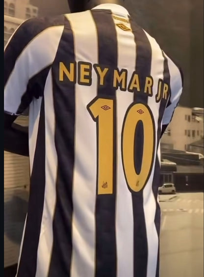 Neymar Jr Santos Striped Black Football Jersey