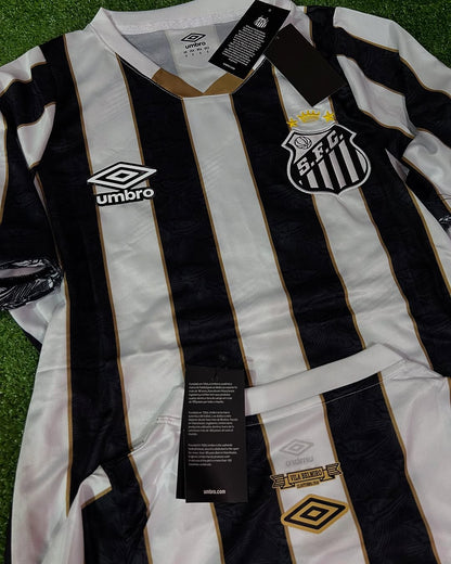 Neymar Jr Santos Striped Black Football Jersey